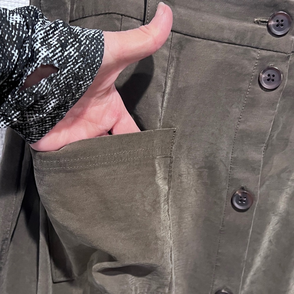 Old Navy Womens Olive Green Button Front Midi‎ Skirt with Pockets Size L - Picture 7 of 10